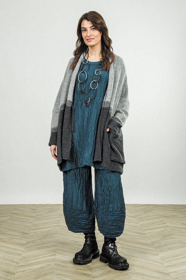Two-Tone Light Grey Wool Cardigan 1