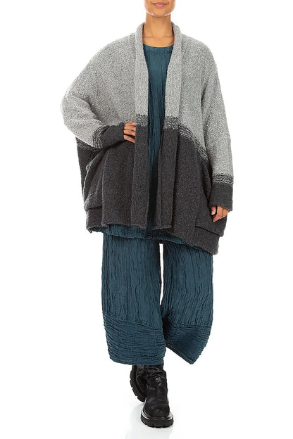 Two-Tone Light Grey Wool Cardigan 5