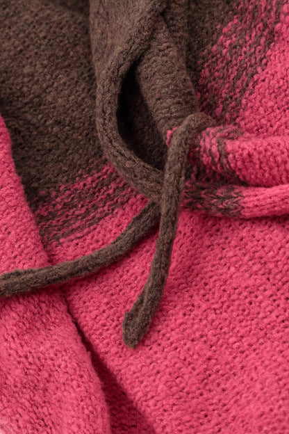 Two-Tone Pink Punch Wool Cardigan 5