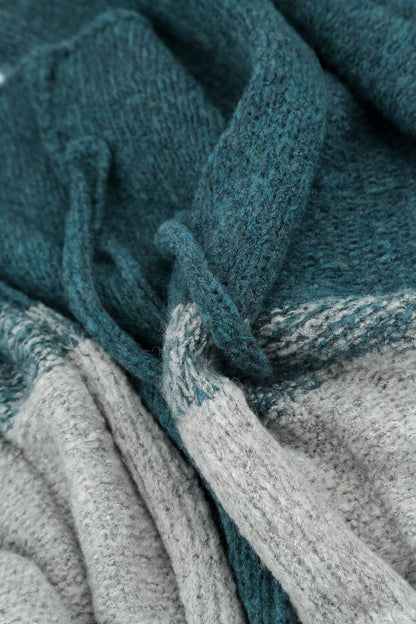 Two-Tone Teal Wool Cardigan 5