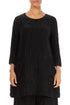 Two Pockets Crinkled Black Silk Linen Tunic 1