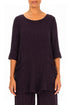 Two Pockets Crinkled Deep Plum Silk Linen Tunic 1