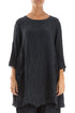 Two Pockets Crinkled Midnight Blue Silk Linen Tunic 1