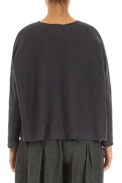 Two Pockets Graphite Linen Cardigan 2