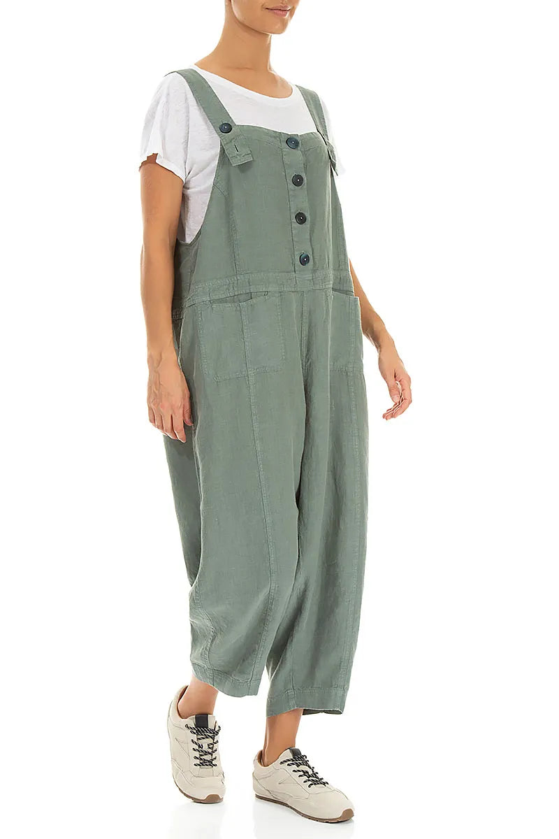 Two Pockets Sage Linen Jumpsuit 3