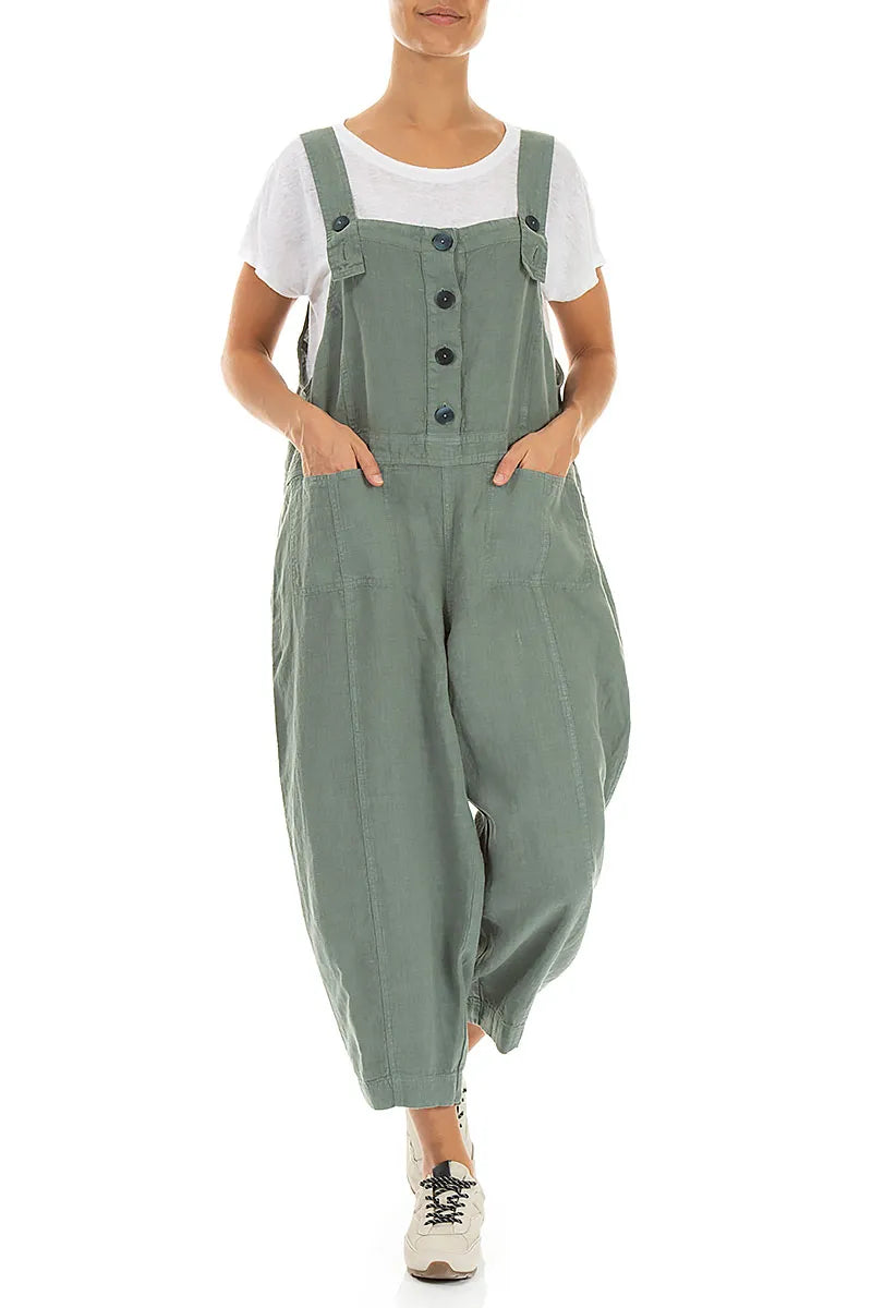 Two Pockets Sage Linen Jumpsuit 4