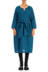 V-Neck Blue Check Linen Dress 1