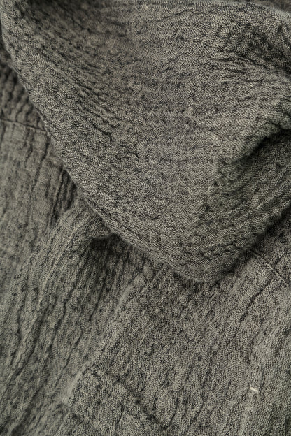 V-Neck Olive Grey Textured Linen Dress 5