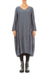 V-Neck Slate Pleated Silk Bamboo Dress 1
