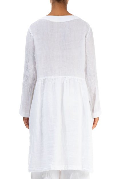 V-Neck White Gauze Linen Jacket 2