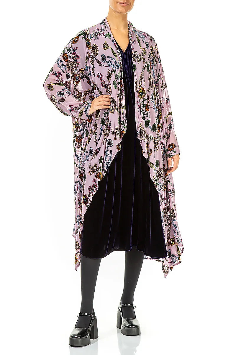 Velvet Blooms Devoré Open Silk Jacket 4