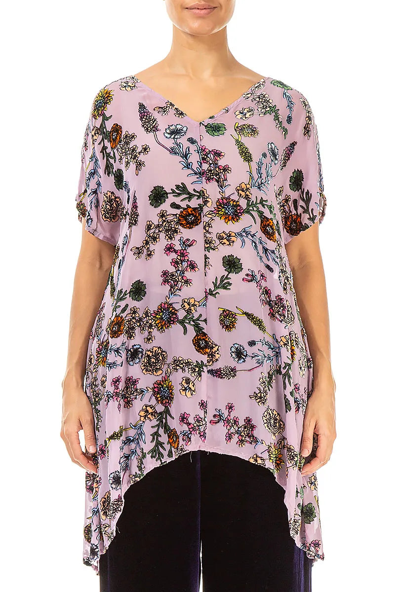 Velvet Blooms Devoré Silk Tunic