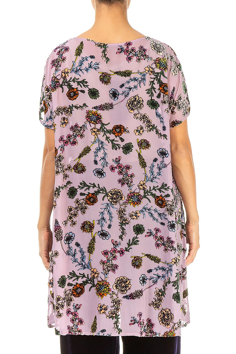 Velvet Blooms Devoré Silk Tunic