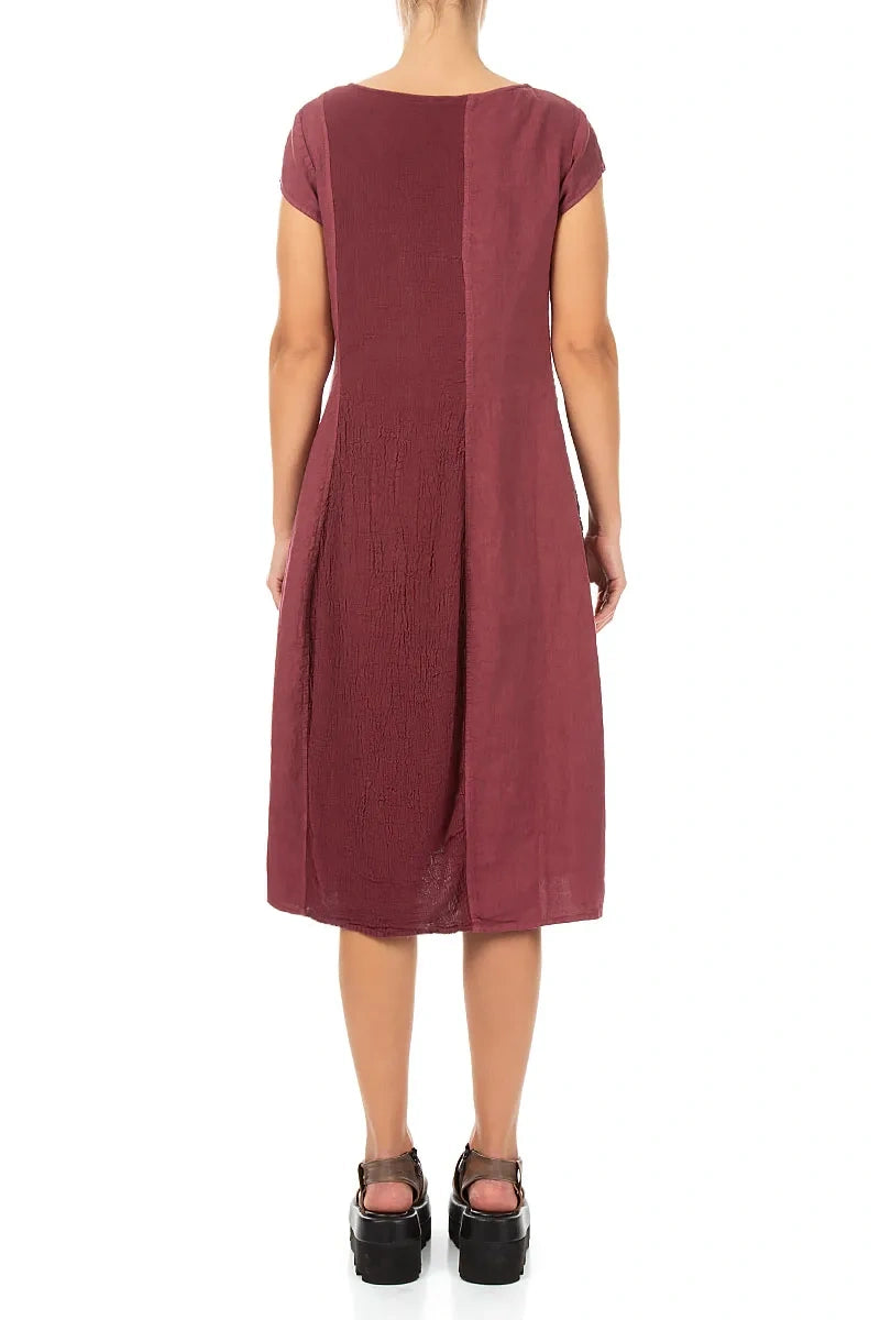 Vertical Line Antique Ruby Linen Dress 2