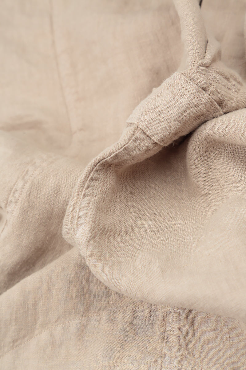 Waist Detail Sleeveless Beige Linen Dress 5