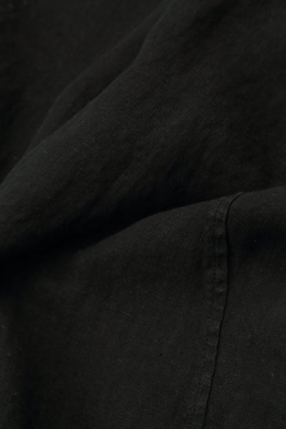Waist Detail Sleeveless Black Linen Dress 5