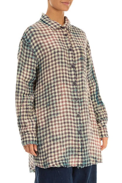 Watercolour Check Linen Shirt 4