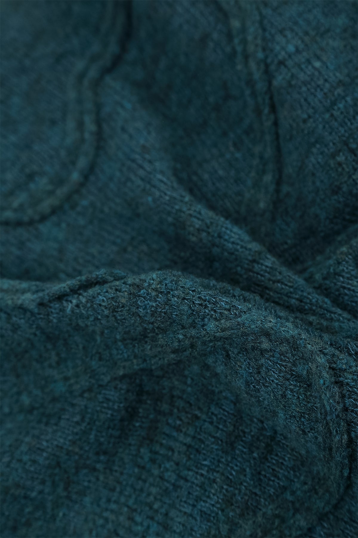 Wavy Seam Teal Wool Sweater