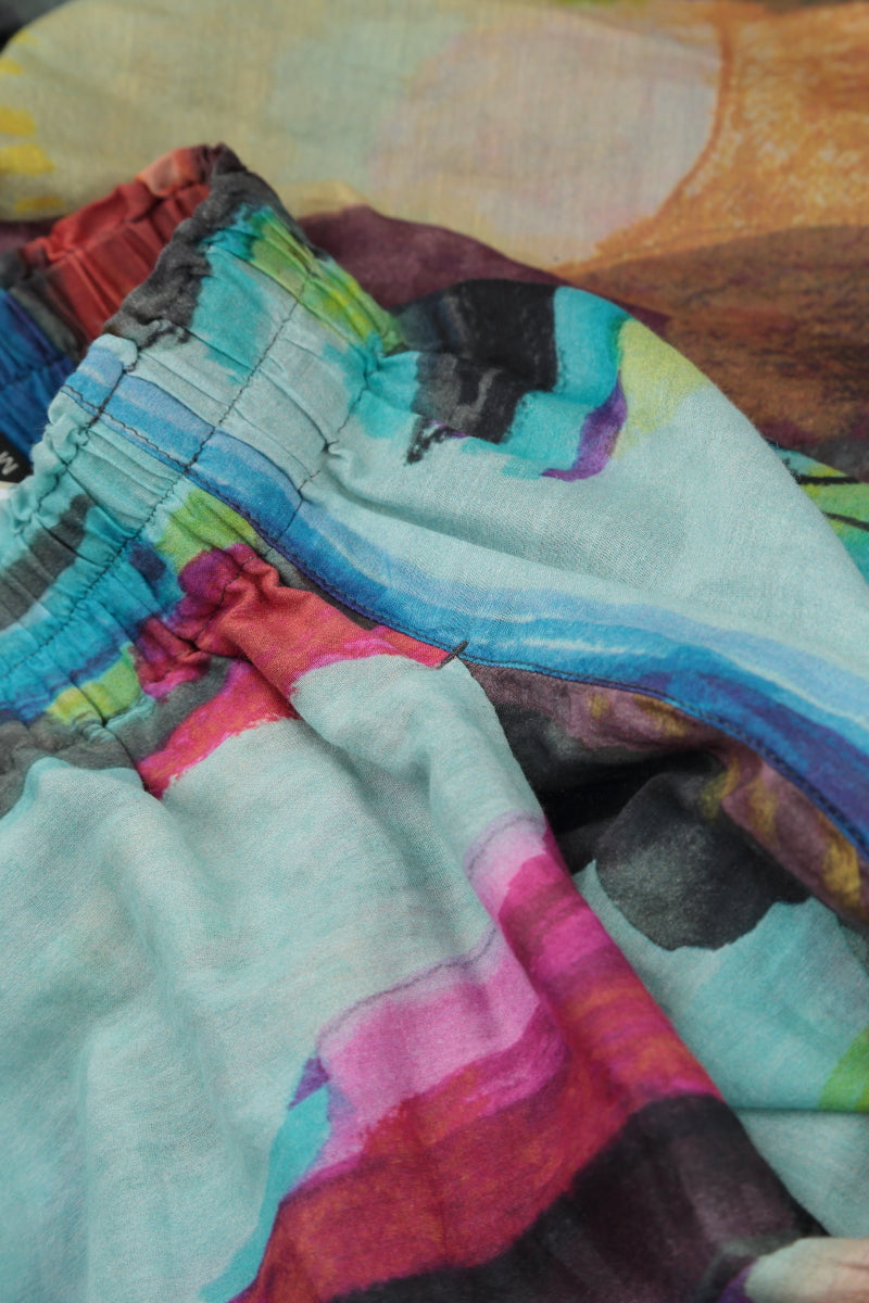 Wide Abstract Silk Cotton Trousers 4
