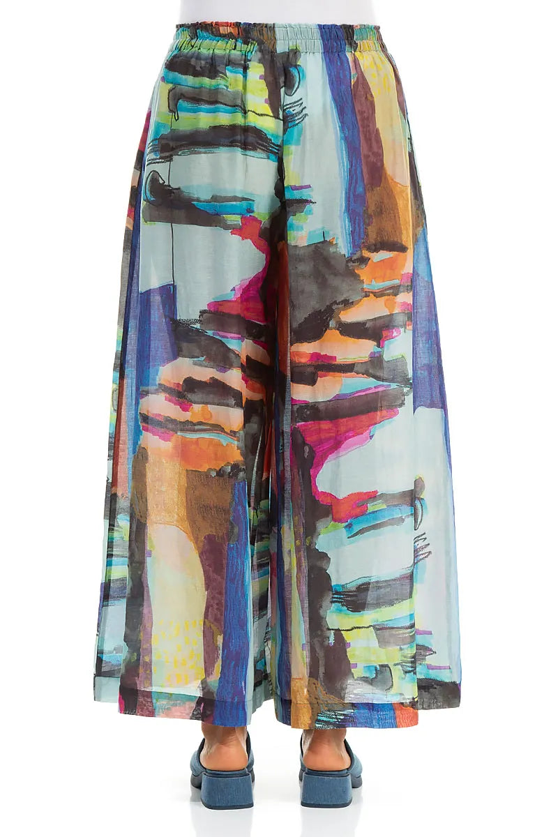 Wide Abstract Silk Cotton Trousers 2