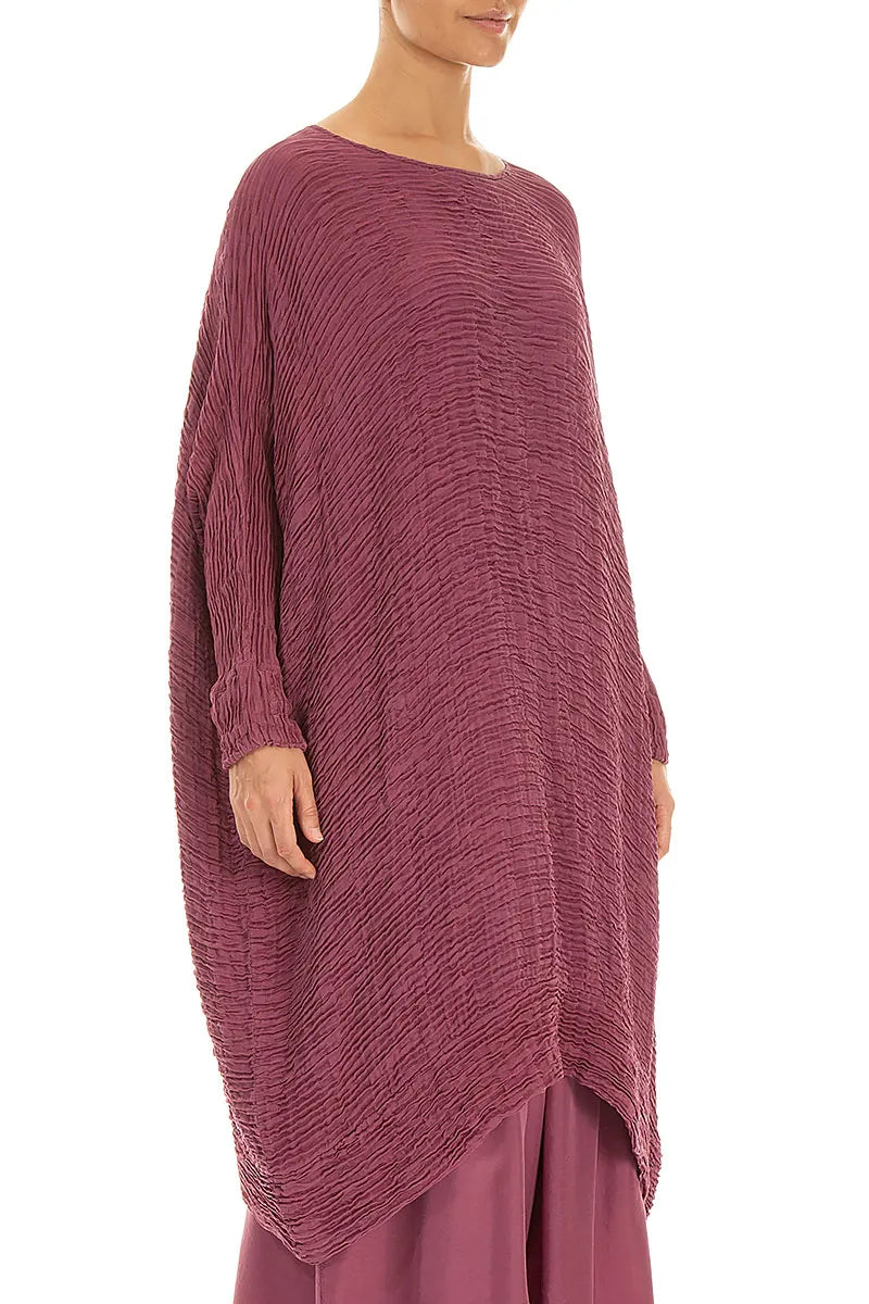 Wide Antique Ruby Plissé Silk Kaftan Dress 3