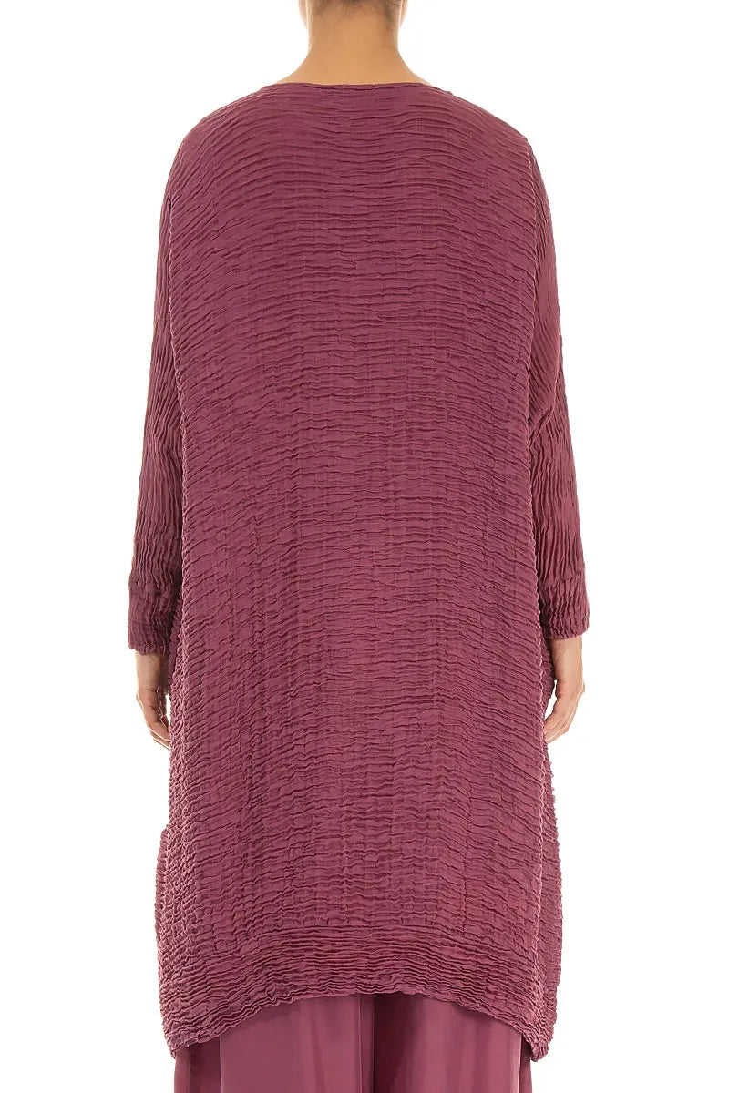 Wide Antique Ruby Plissé Silk Kaftan Dress 2