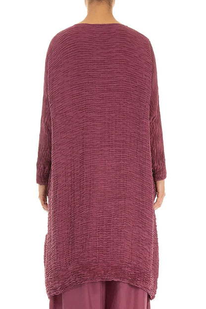 Wide Antique Ruby Plissé Silk Kaftan Dress 2