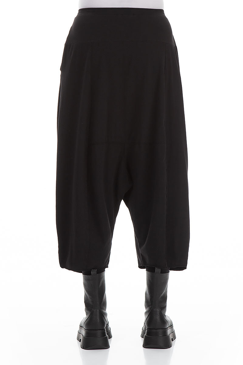 Wide Baggy Black Cotton Trousers 2