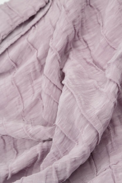 Wide Cropped Crinkled Lilac Silk Linen Trousers 5
