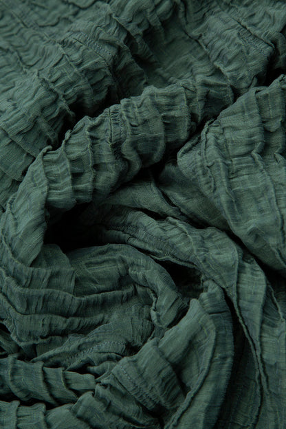 Wide Cropped Crinkled Sage Silk Linen Trousers 5