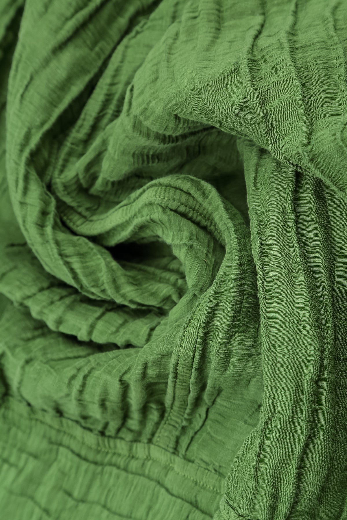 Wide Cropped Crinkled Shamrock Green Silk Linen Trousers