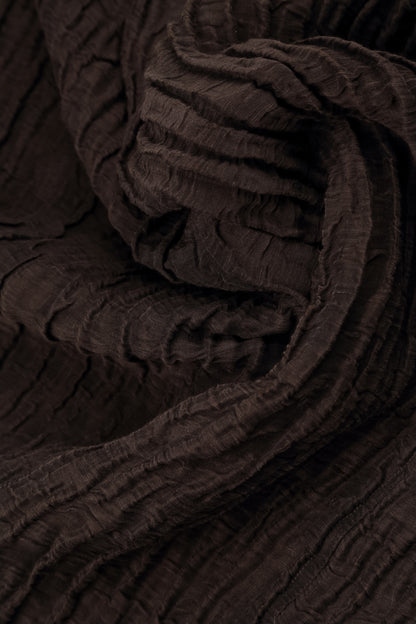 Wide Cropped Crinkled Truffle Brown Silk Linen Trousers 5
