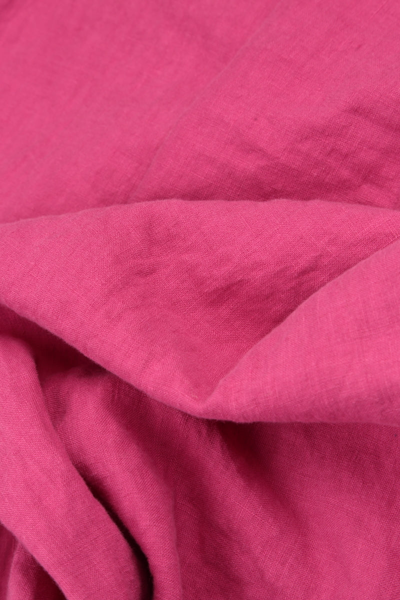 Wide Cropped Fuchsia Linen Trousers 4