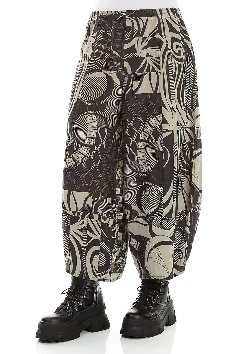 Wide Cropped Textured Olive Orbit Silk Linen Trousers 3