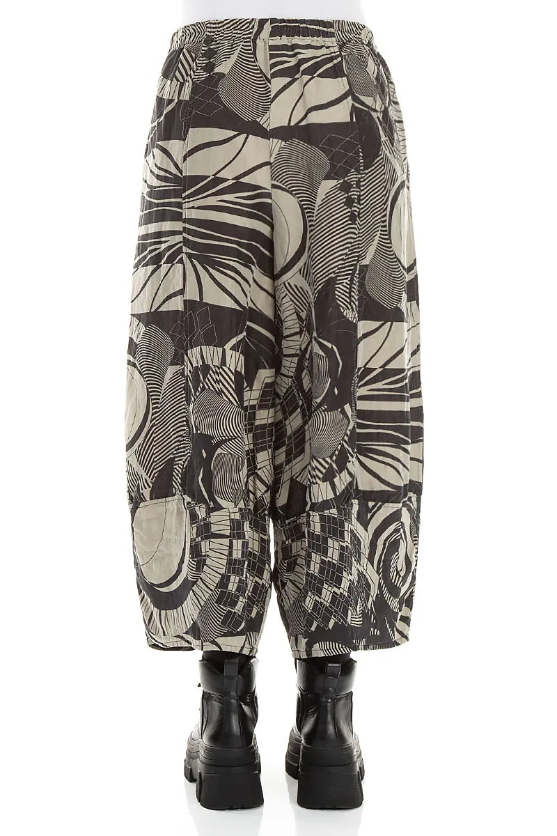 Wide Cropped Textured Olive Orbit Silk Linen Trousers 2