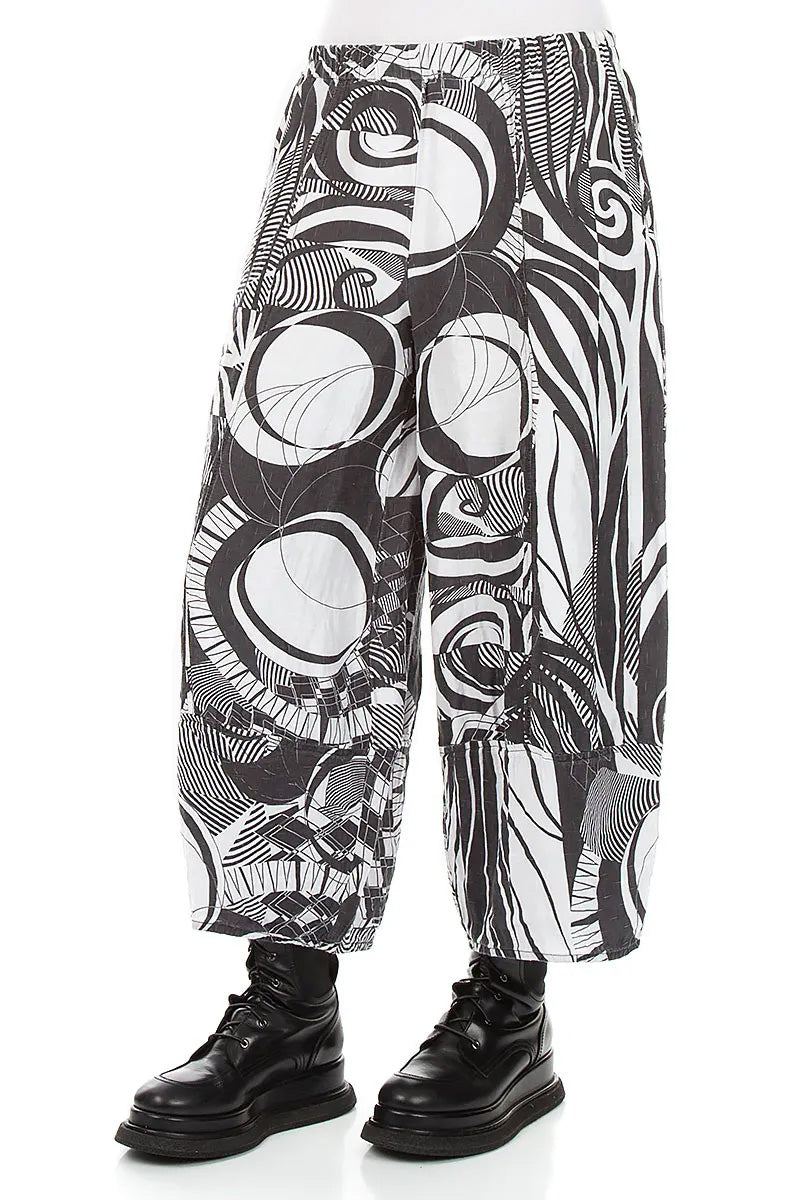 Wide Cropped Textured Orbit Silk Linen Trousers