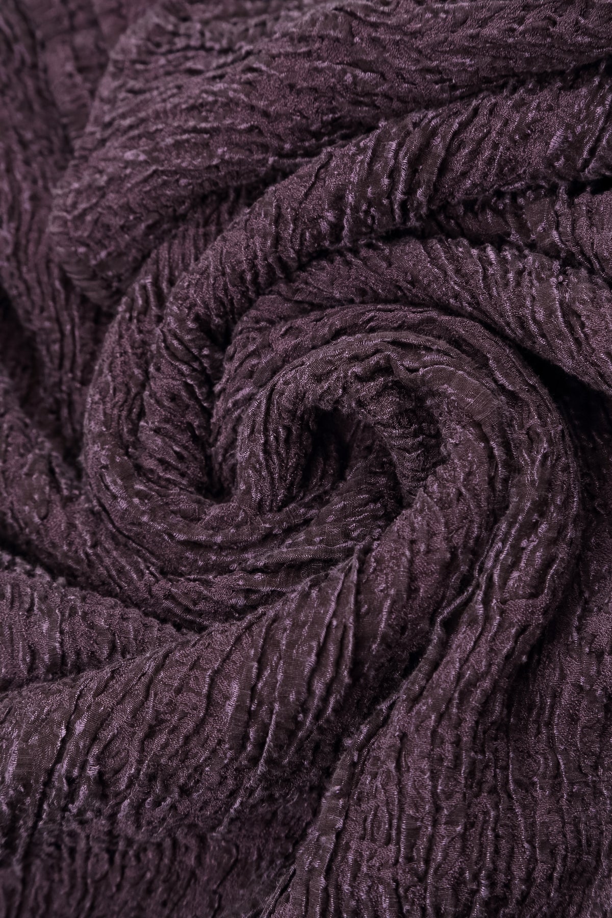 Pantalon large couleur prune foncé, en Soie et Lin texturés