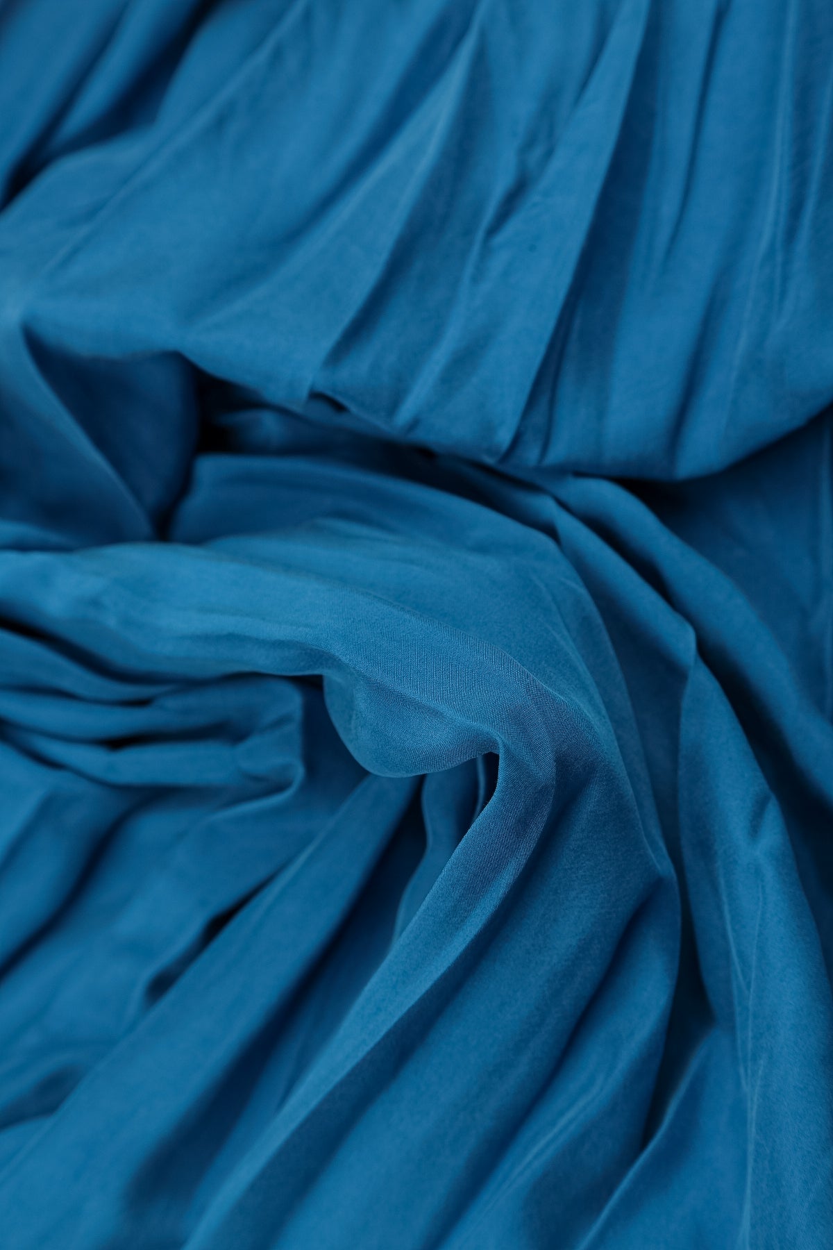 Wide Flowy Cobalt Blue Crumpled Pure Silk Trousers 5