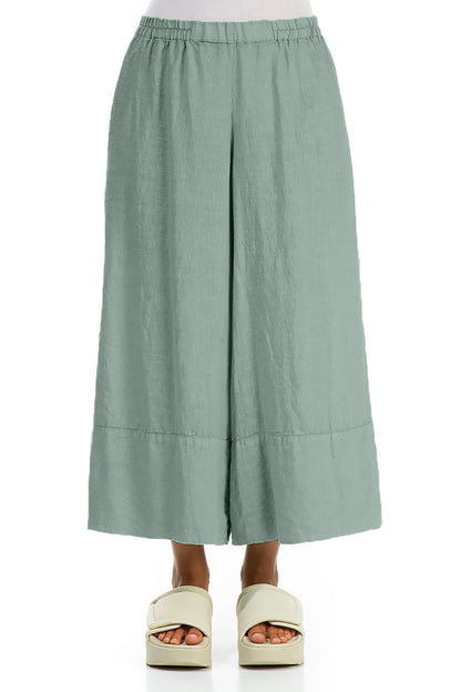 Wide Leg Cuffs Sage Linen Culottes 1