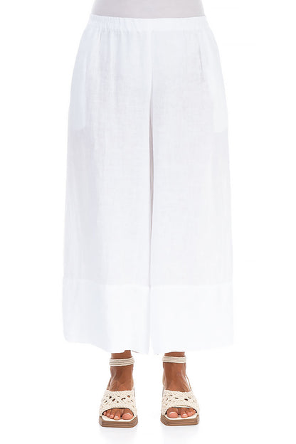 Wide Leg Cuffs White Linen Culottes 1