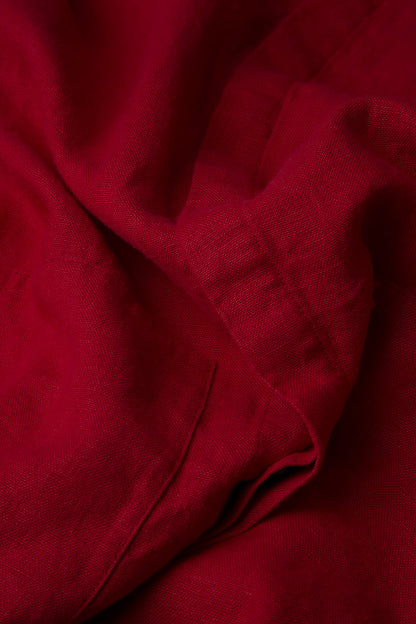 Wide Loose Dark Red Linen Shirt 5