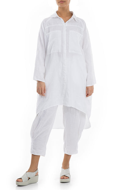 Wide Loose White Linen Shirt 5