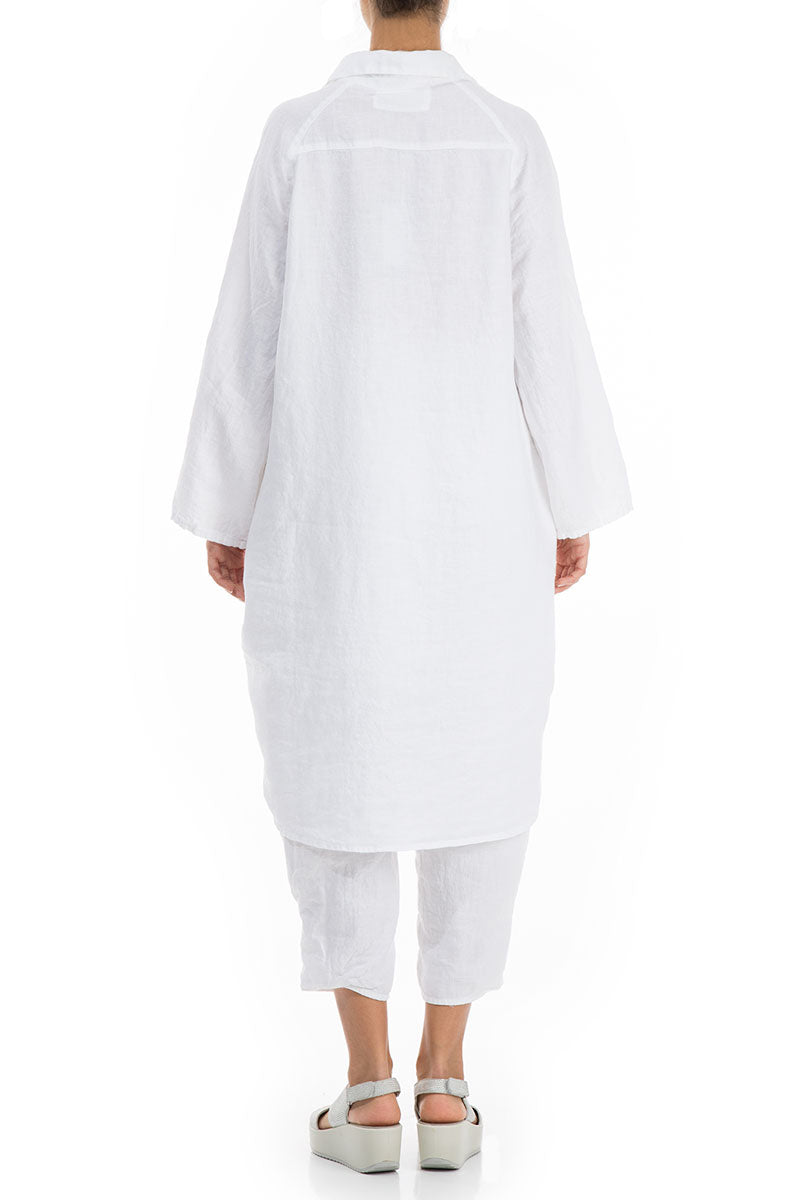 Wide Loose White Linen Shirt 2