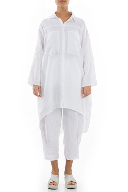 Wide Loose White Linen Shirt 1