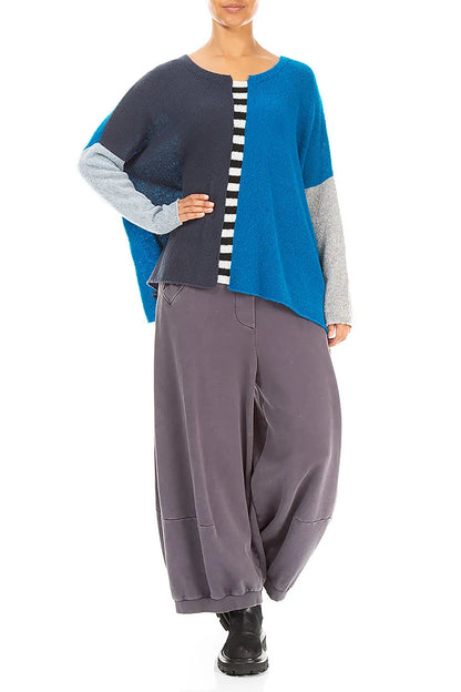 Wide Mauve Grey French Terry Cotton Trousers 4