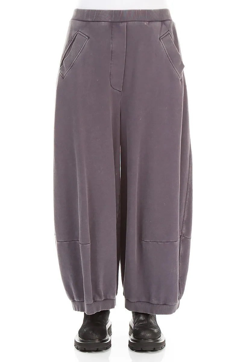 Wide Graphite Old Dye French Terry Cotton Trousers 1