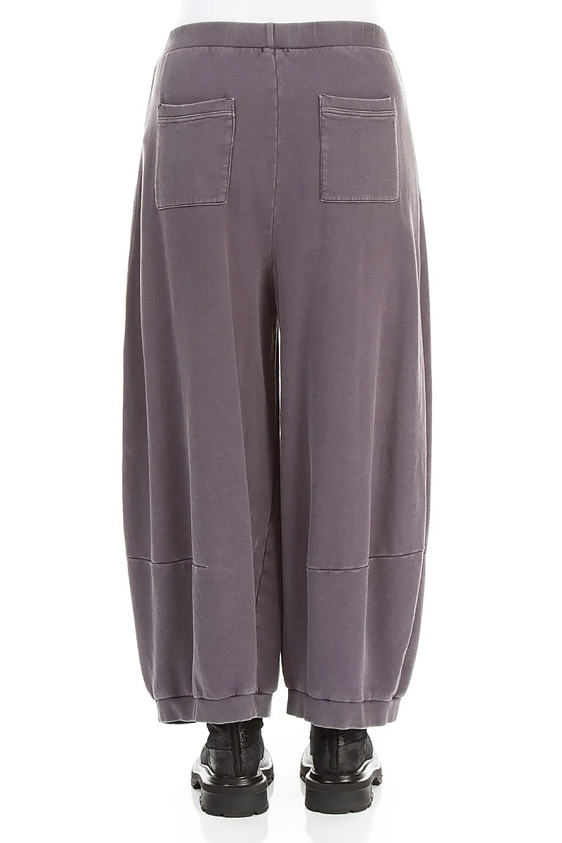 Wide Mauve Grey French Terry Cotton Trousers 2
