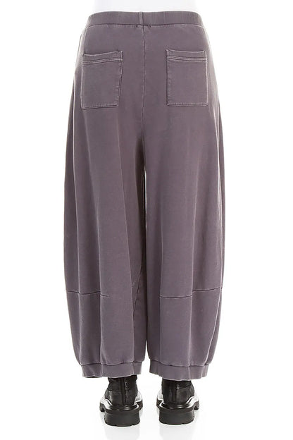 Wide Mauve Grey French Terry Cotton Trousers 2