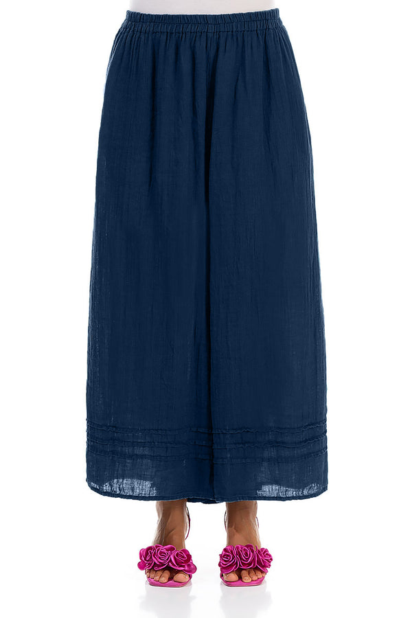 Wide Navy Gauze Linen Trousers 1