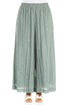 Wide Sage Embroidered Petals Crumpled Cotton Trousers 1